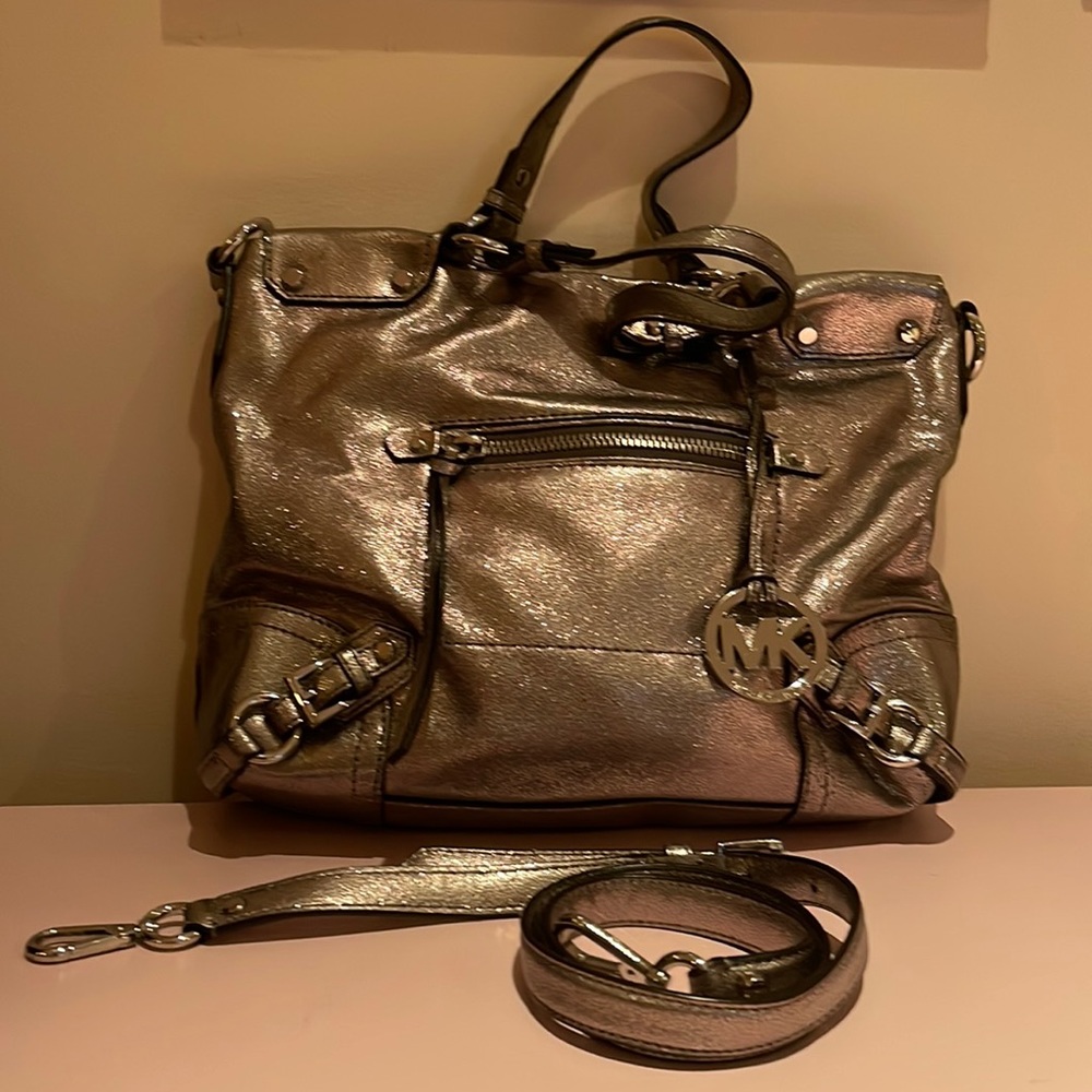 Michael by Michael Kors Silver Soft Leather Satchel